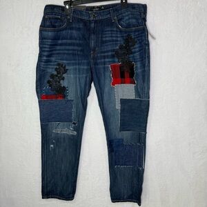 Lauren Ralph Lauren Women's Patch Jeans Size 16 Waist 33 Indigo Relaxed Tapered